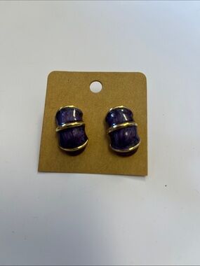 Purple and Gold Tone stud earring